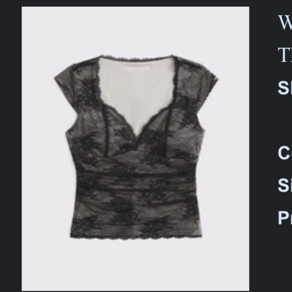 Abercrombie & Fitch Black Lace Cap-Sleeve Top